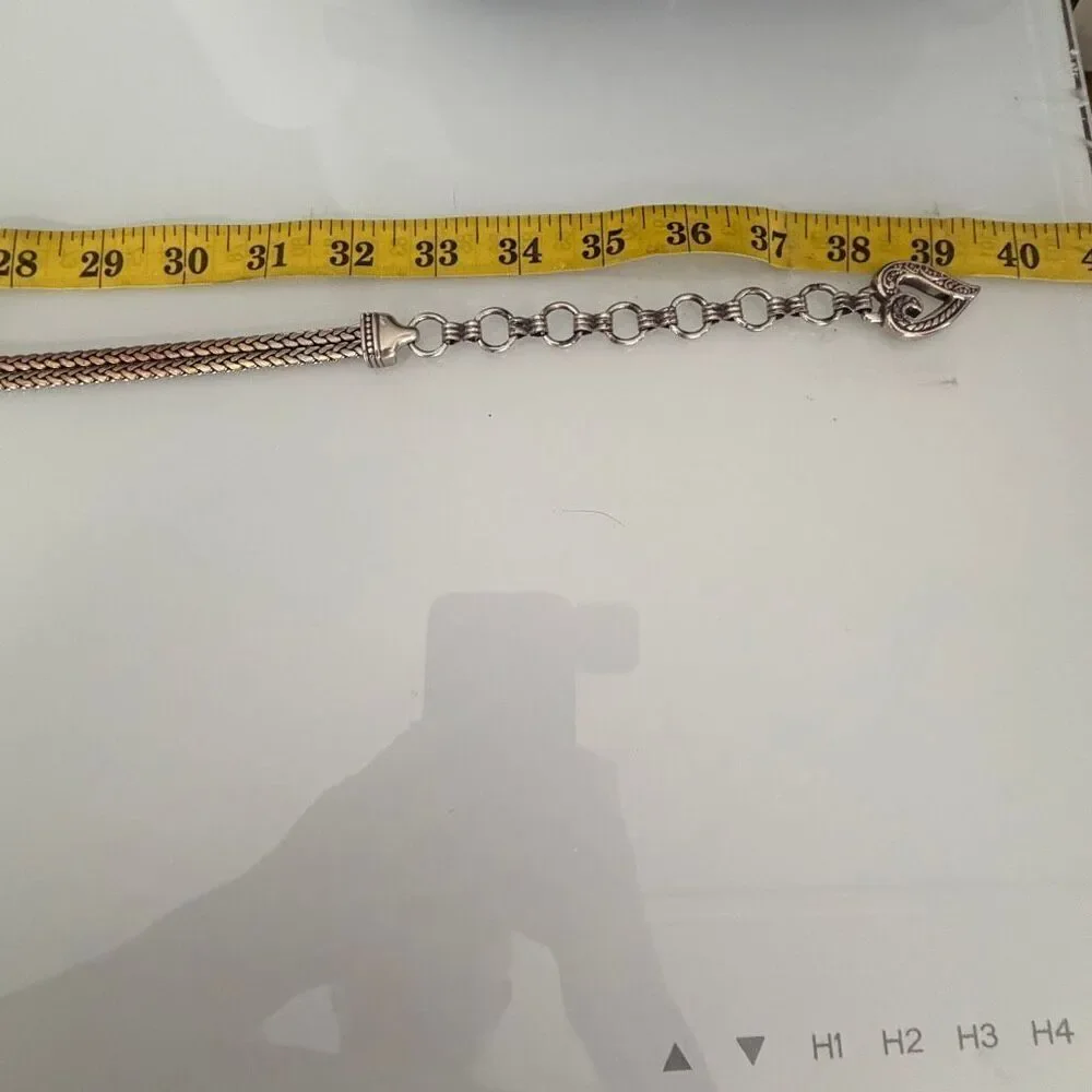 Vintage Brighton Silver-Tone Heart Charm Adjustable Chain Belt